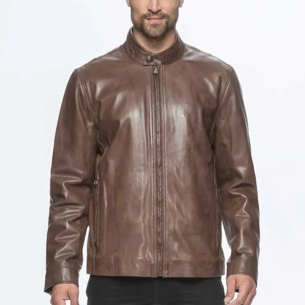 Marc New York - Andrew Marc Small Brown Leather Jacker - Picture 2 of 6